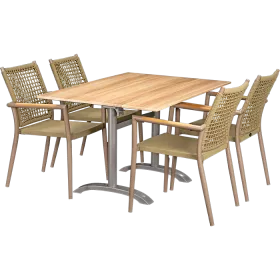 Ensemble d'extérieur Helios Greige  & Acacia 110x70cm
