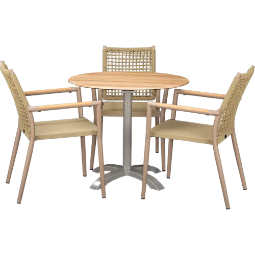 Ensemble extérieur Helios Greige &amp; Acacia ø80cm