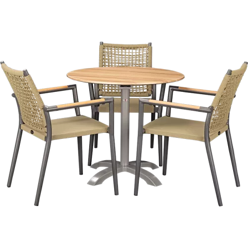 Ensemble extérieur Helios Anthrazit &amp; Acacia ø80cm