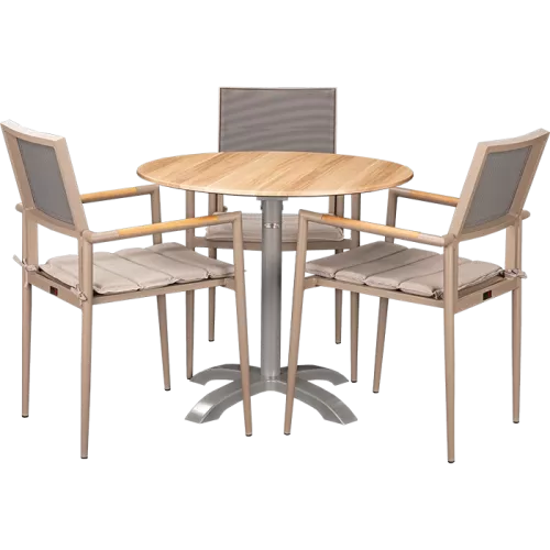Ensemble extérieur Kronos Greige &amp; Acacia ø80 cm