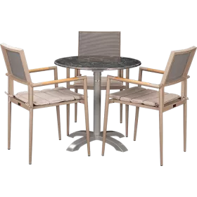 Ensemble extérieur Kronos Greige &  Nero Marble ø70cm