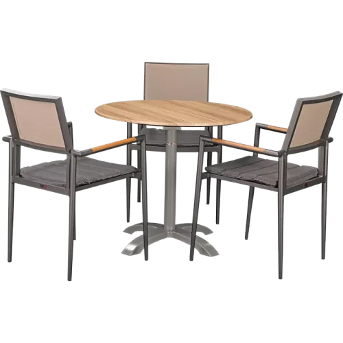 Ensemble extérieur Kronos Anthrazit &amp; Acacia ø80 cm