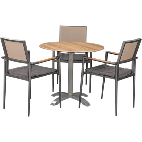 Ensemble extérieur Kronos Anthrazit & Acacia ø80 cm