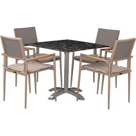 Ensemble d'extérieur Kronos Greige &  Nero Marble 80x80cm