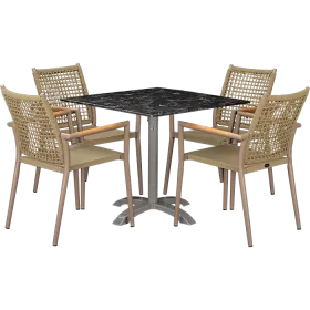 Ensemble extérieur Helio Greige & Nero Marble 80x80cm