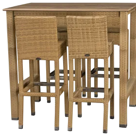 Article spécial Lexus High 120x80cm avec 4 tabourets de bar en Sereno avec plateau Serapal Acacia 405