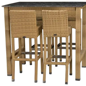 Article spécial Lexus High 120x80cm avec 4 tabourets de bar en Sereno avec plateau  Nero Marble 408 