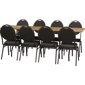Article spécial ensemble de table pliable pour tente à bière 220x60 cm avec 8 chaises empilables – Noir