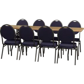 Article spécial ensemble de table pliable pour tente à bière 220x60 cm avec 8 chaises empilables –