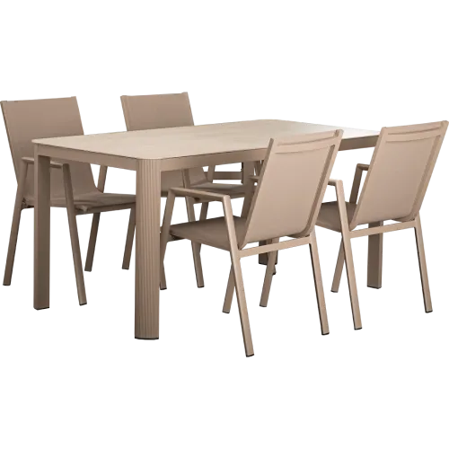 Ensemble lounge Vesta – 4 chaises + 1 table