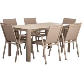 Ensemble lounge Vesta – 6 chaises + 1 table